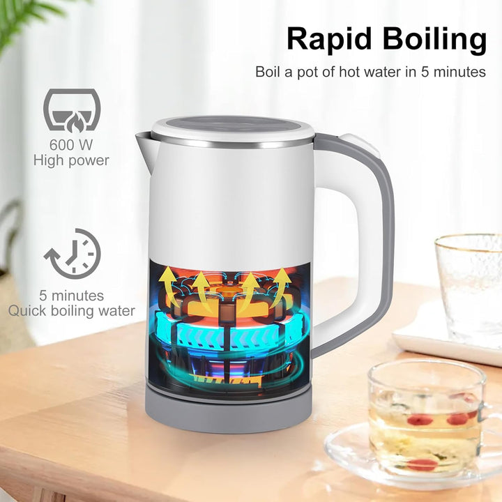 Wasserkocher Klein 800ml, 600W Reisewasserkocher Wasserkocher, Reise Wasserkocher mit 360° Basis | A