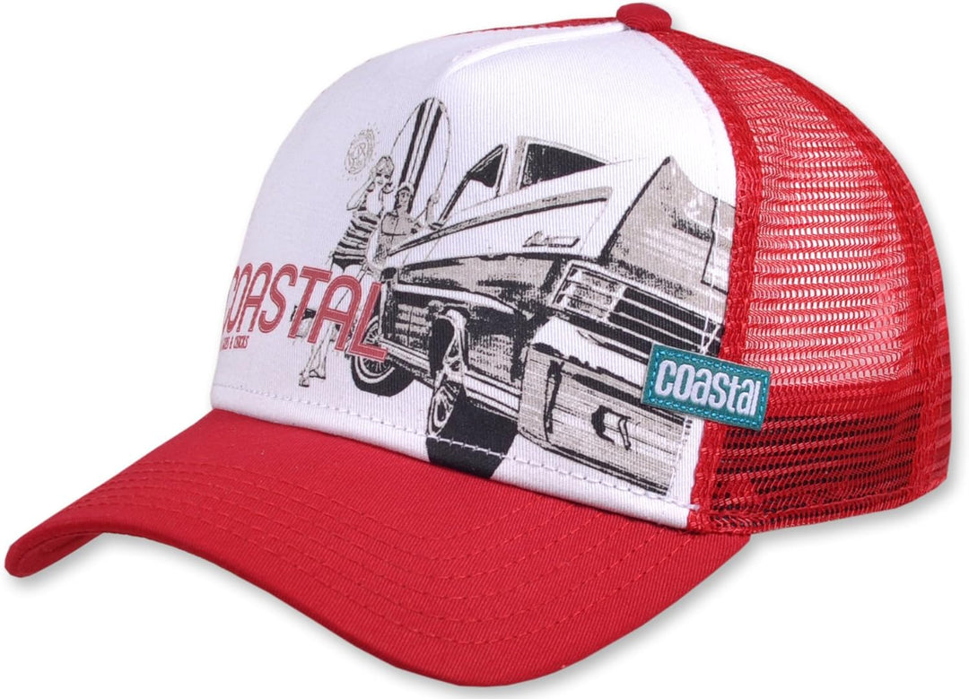 Coastal Snapback Surf & Cars & Chicks deep red