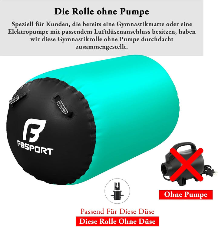 FBSPORT Aufblasbare Air Roll, 100/120cm Aufblasbare Luft Rollen, Yoga Gymnastik Zylinder, Gymnastikm
