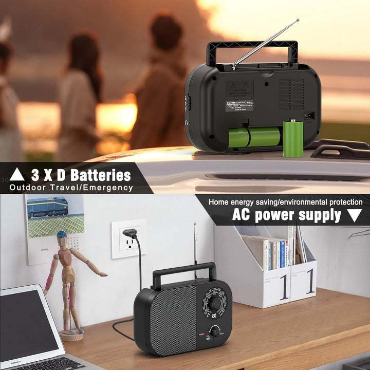 Tragbares Radio AM,FM,SW,UKW Kofferradio Netz und Batteriebetrieb, mit Bestem Empfang, Eingebautem L