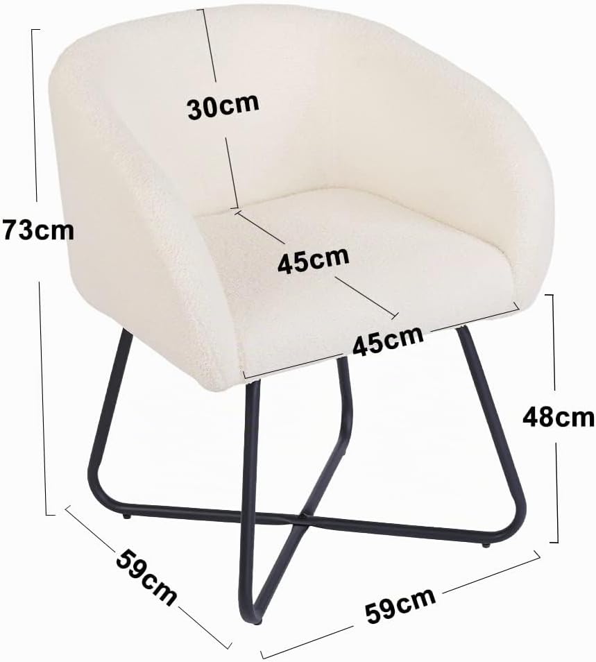 Mingone Sessel Kleine Loungesessel Cocktailsessel Modern Lammwolle Designer Polstersessel mit Schwar