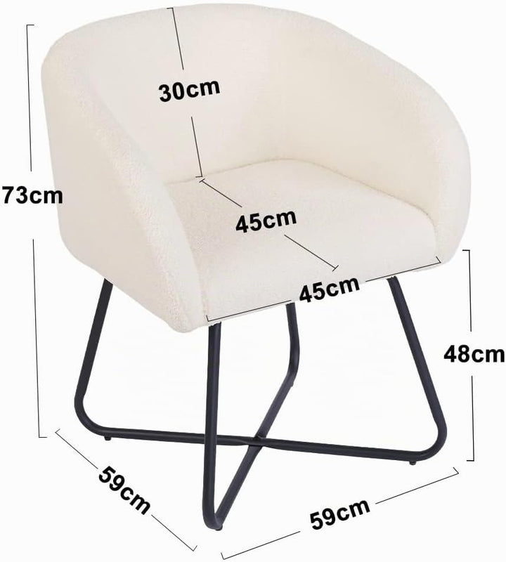Mingone Sessel Kleine Loungesessel Cocktailsessel Modern Lammwolle Designer Polstersessel mit Schwar