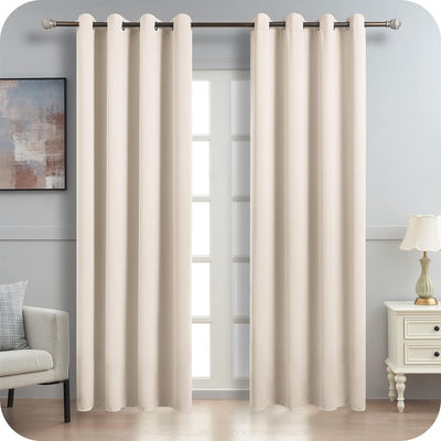 MRTREES Vorhang Blickdicht Beige Gardinen mit Ösen 2er Set, 225 cm Lang, 140 cm Breit, Dicker Stoff