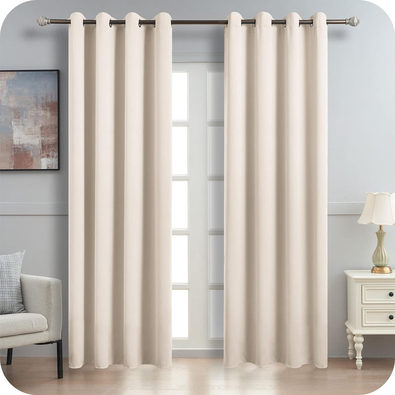 MRTREES Vorhang Blickdicht Beige Gardinen mit Ösen 2er Set, 225 cm Lang, 140 cm Breit, Dicker Stoff