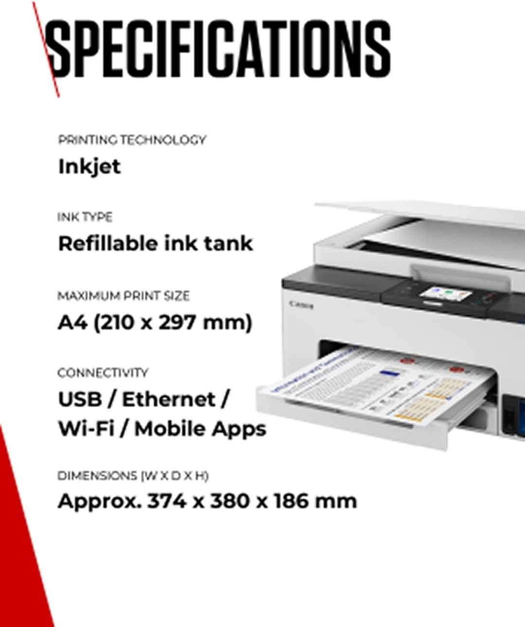 Canon MAXIFY GX1050 Wireless Color 3-in-1 Nachfüllbarer MegaTank Tintenstrahldrucker A4 Druck, Kopie