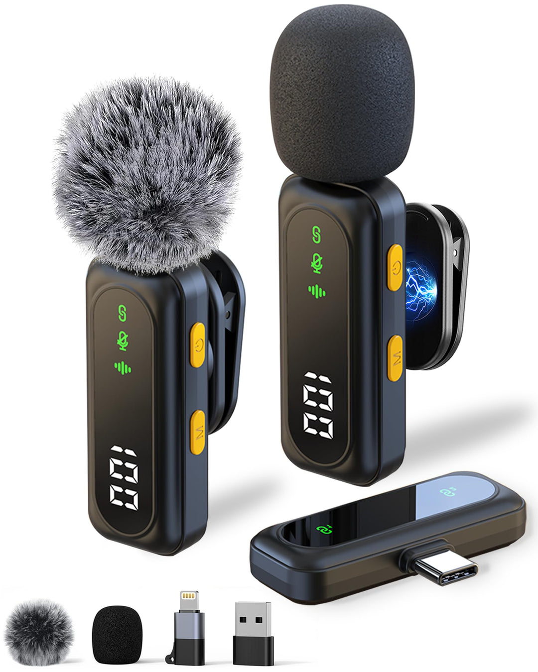 Mikrofon Handy – Ansteckmikrofon kompatibel mit iPhone/Android/PC, Magnetisches Microphone mit Geräu