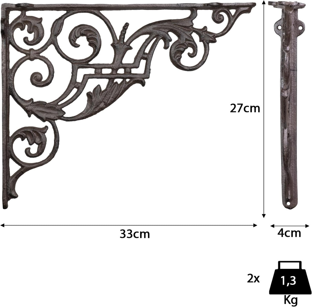 Wandwinkel Winkel Wandhalter 27 X 33 cm Bücherregal Regalträger Set Gusseisen Andalucia Antik Stil M