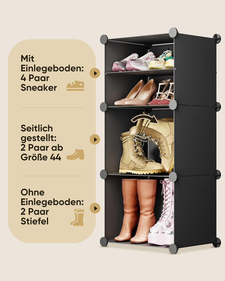 Sekey Schuhschrank 6 Fächer aus PP – Selbstaufbau mit Hammer – Grosses Schuhregal für Familie (84x31