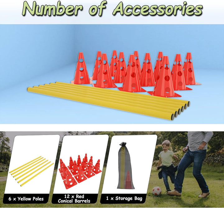 Froadp 6er Set Agility Sports Steckhürdenset Kegelhürden Hindernisse Koordinationstraining mit Rot 3