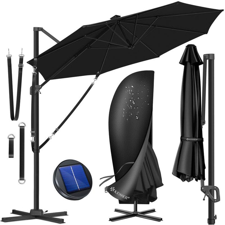 KESSER® Sonnenschirm Ampelschirm SUN Rund XL Ø330 cm Inkl. Abdeckung + Windsicherung 7-Fach Verstell