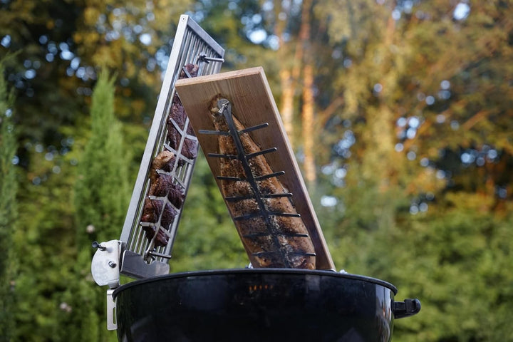 XXL Profi Flammlachsbrett ~ RASTVERSTELLUNG ~ Feuerschale Kugelgrill Flammlachs Flammlachsbretter (S