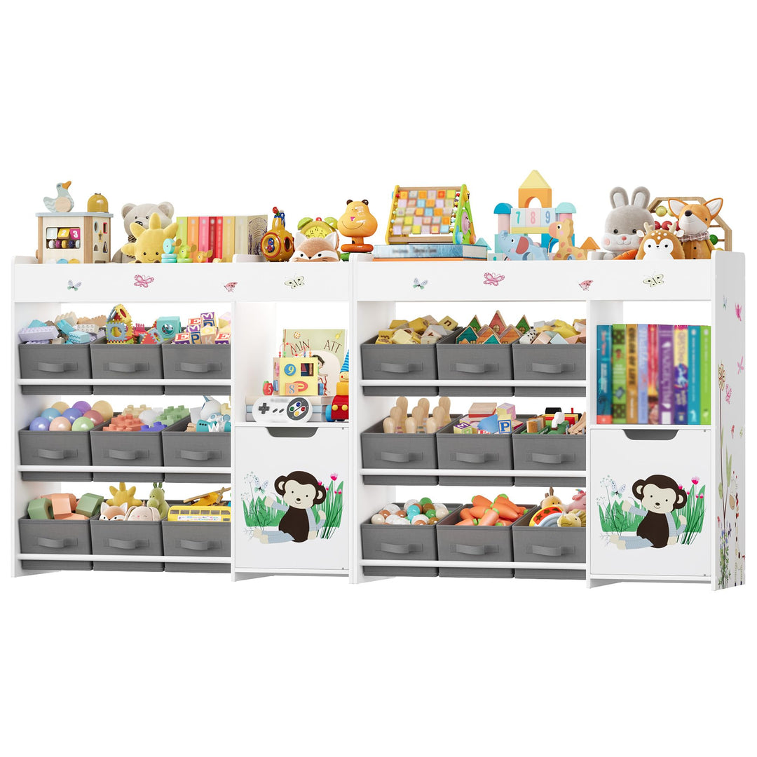 HOCSOK Kinderregal mit 9 Boxen, Regal Kinderzimmer mit Bücherregal, Spielzeugregal Kinderzimmer für