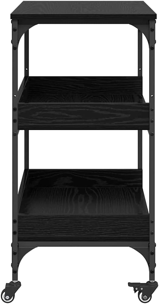 vidaXL Küchentrolley Schwarz Eichen-Optik 60 x 41 x 80,5 cm, Schwarz Eichen-optik