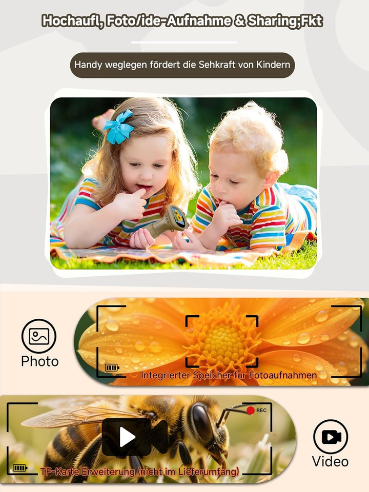 Mikroskop für Kinder, Digitales Taschenmikroskop mit 2,0" IPS-Bildschirm Lupe 200x Vergrösserung, 8
