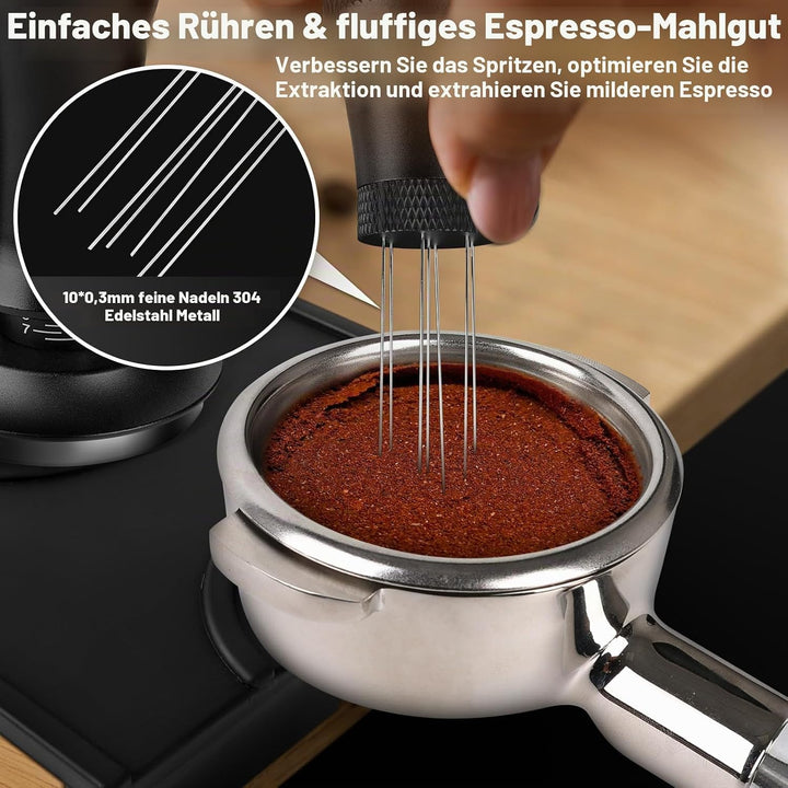 Kaffee Tamper 54mm, Tamper Set inkl. WDT Tool, Dosierring 54mm，Tampermatte - Premium Barista Zubehör