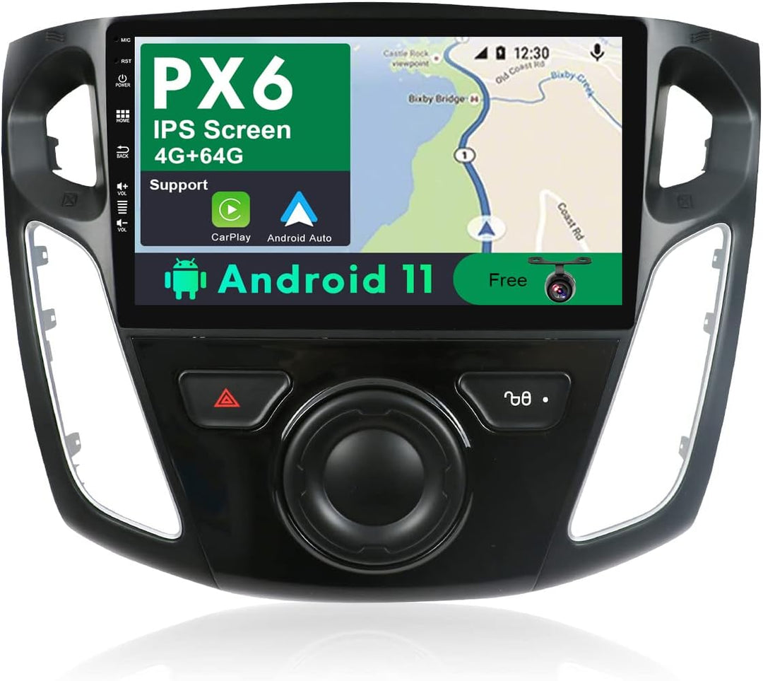 JOYX PX6 Autoradio Android 10 Passt für Ford Focus (2012-2017) - [4G+64G] - Rückfahrkamera Canbus KO