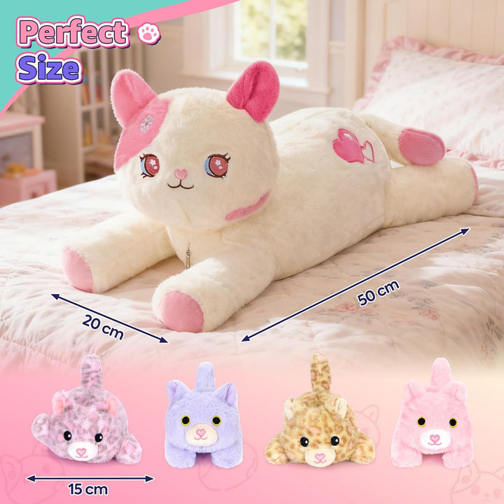 shownicer Plüschtier Katzen Kuscheltier Set 5 Stück Stofftier Kawaii Katze Plüsch Kissen Spielzeug G