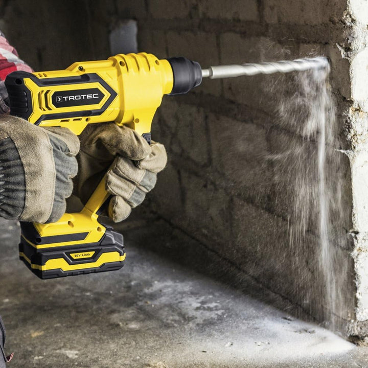 TROTEC Bohrhammer PRDS 10‑20V – Schlagstärke 1 J, pneumatisches Hammerwerk, 20 V Akku, 1 Stunde Lade