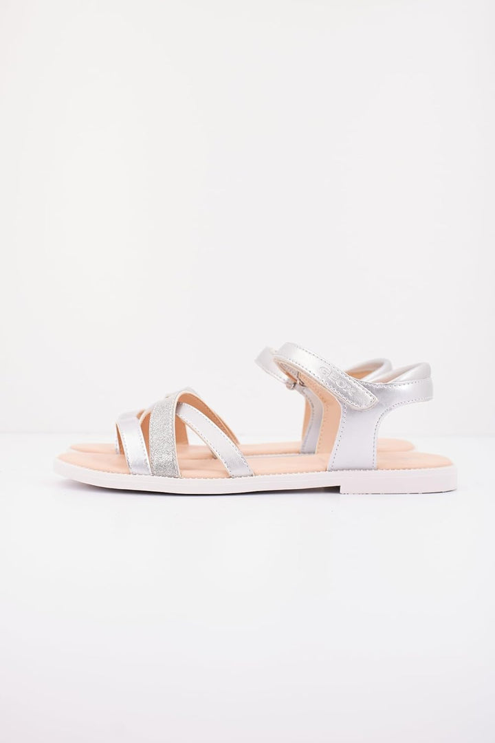 Geox Mädchen J Karly Girl Sandal 24 EU Silber, 24 EU Silber