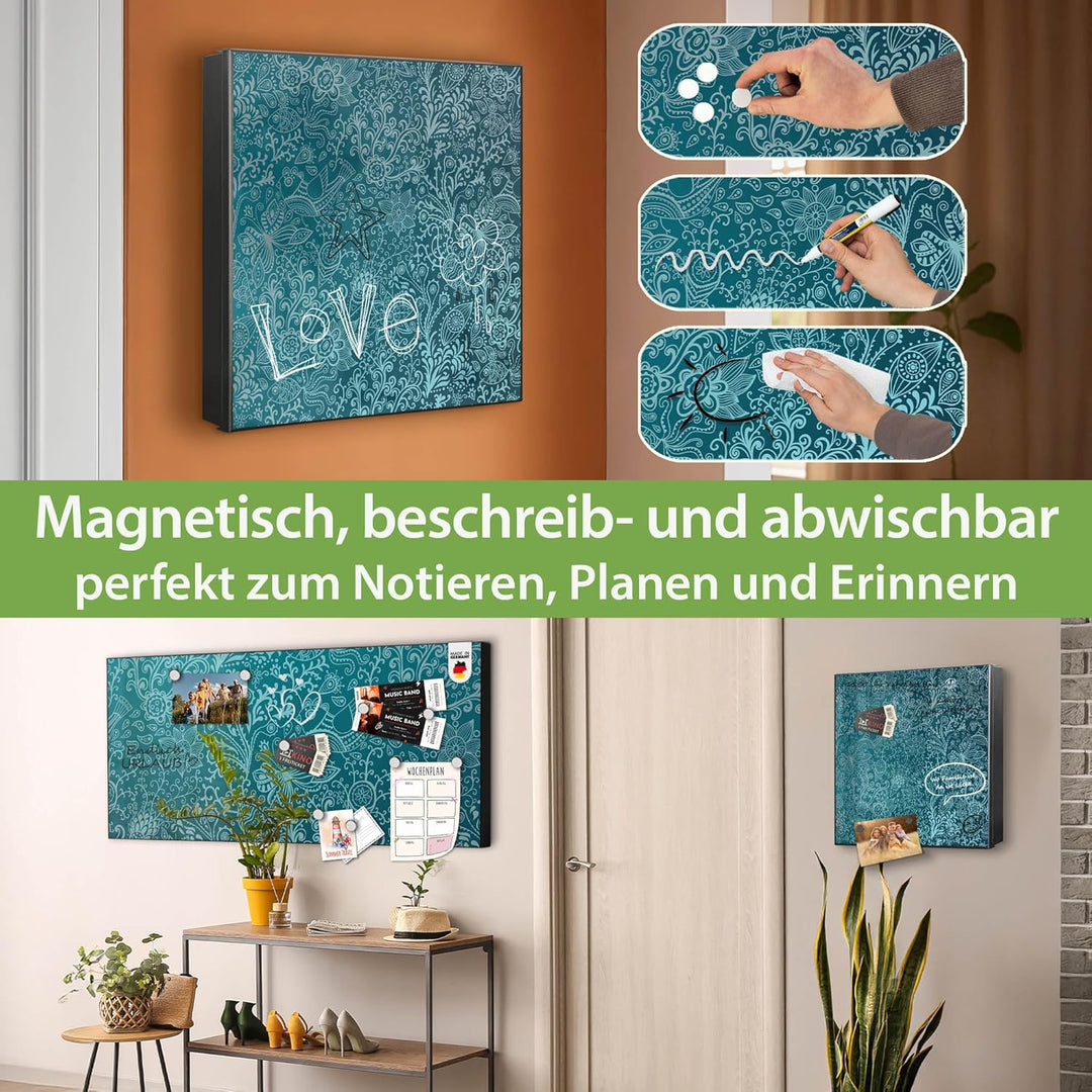 banjado Grosser Schlüsselkasten Metall - Schlüsselbox 30x30cm mit 32 Haken - Schlüsselkasten modern