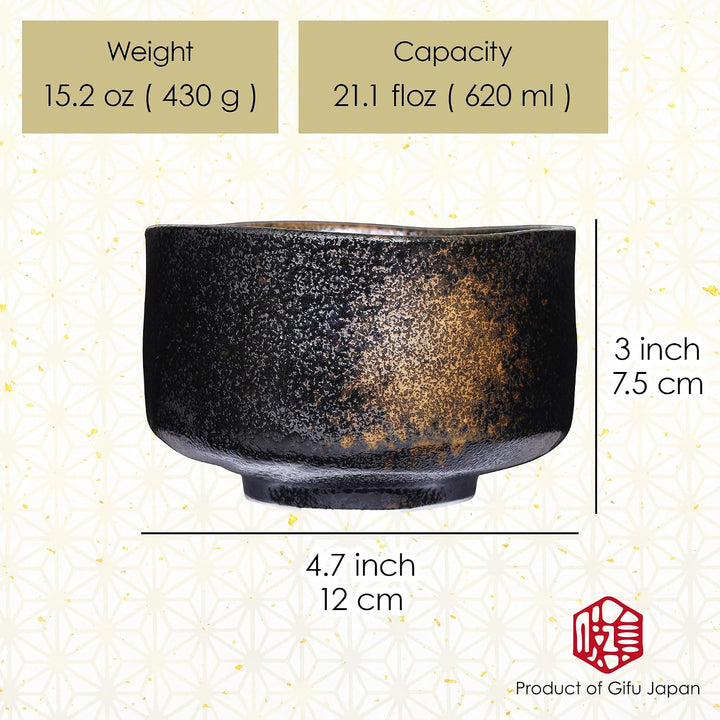 Product of Gifu Japan Japanische Handgefertigte Matcha-Tee-Schale Schwarz, Grüner Tee Zeremonie, Aut