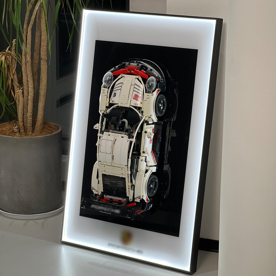 iLuane Display Wallboard für Lego Technic Porsche 911 RSR 42096 Rennwagen mit LED-Lichtern, Erwachse