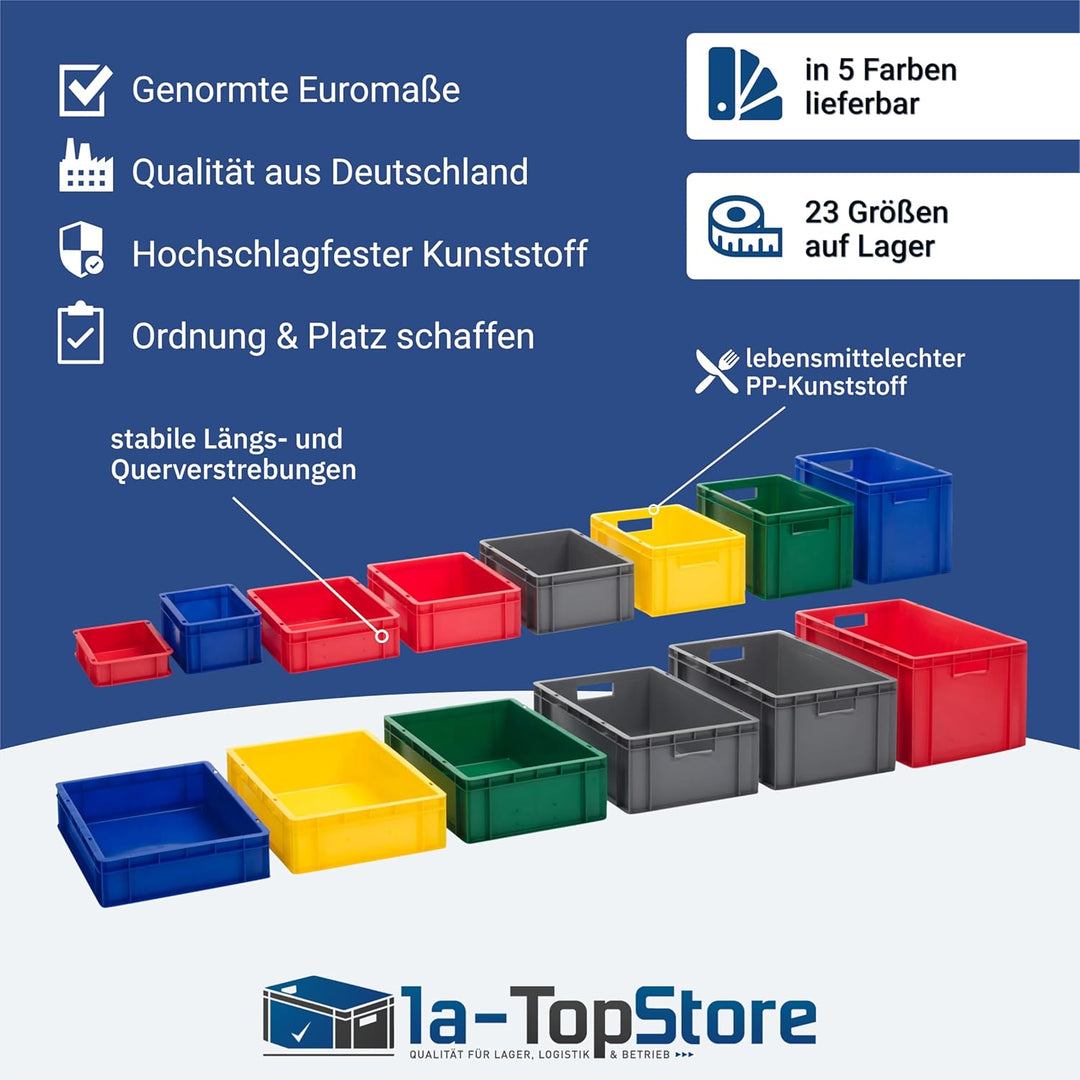 1a-TopStore Eurobehälter | Stapelkiste | Lagerbehälter | Kunststoff- und Transportbox | über 23 Grös