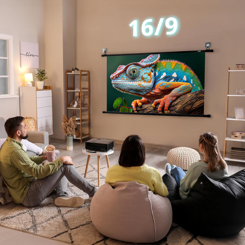 Duronic BPS70 16:9 Projektorleinwand, Beamerleinwand 70 Zoll, Heimkino mit 4K Full HD 3D, Rolloleinw