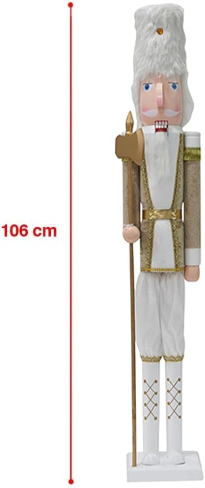 BAKAJI Riesiger Weihnachts-Nussknacker-Soldat aus Holz Höhe 106 cm Bemalte Kleidung Bart und Haare a