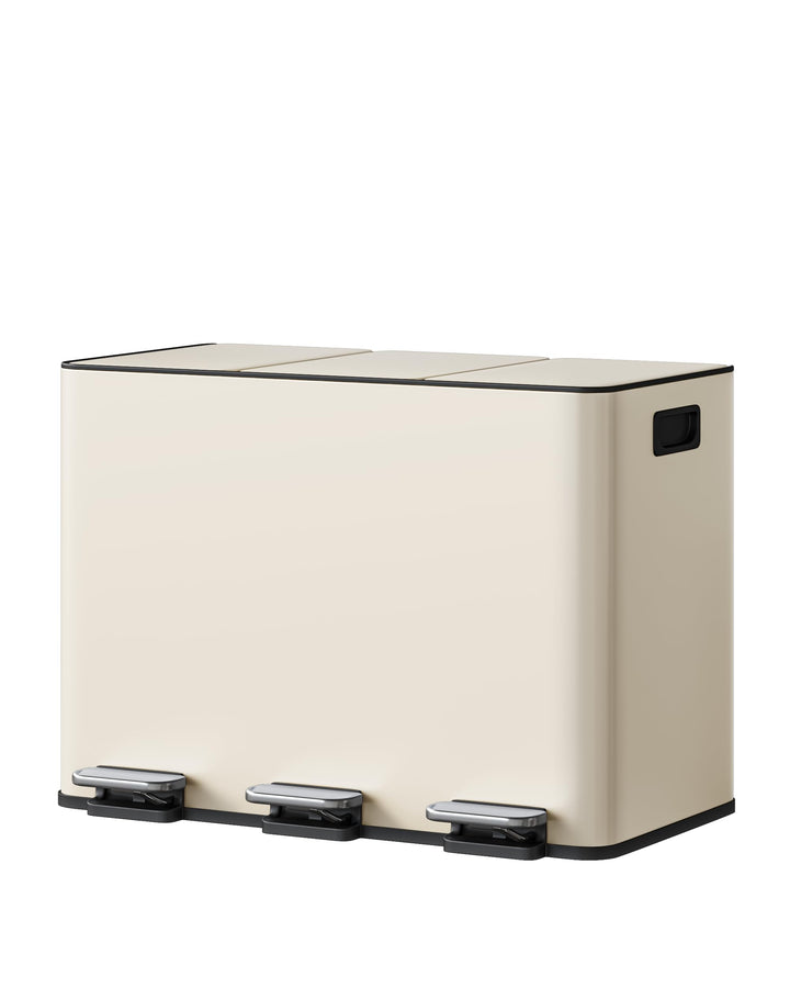 GarveeHome Mülleimer 3 Fächer 45L, Mülltrennsystem mit 3 x 15L Deckel aus Edelstahl, Treteimer Küche