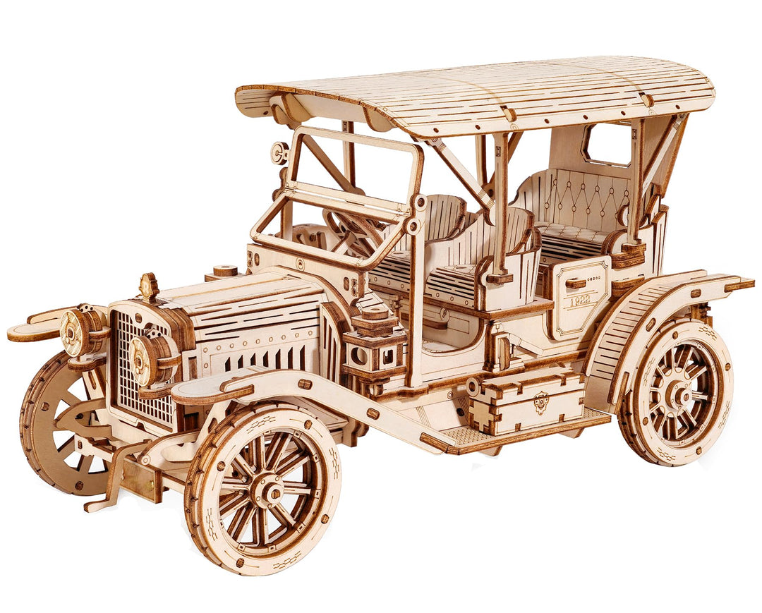 ROBOTIME 3D Puzzle Oldtimer Auto Modellbau aus Holz | DIY Holzpuzzle Modellbausatz Bastelsets Gesche