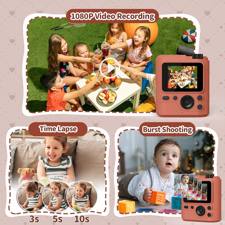 Gofunly Sofortbildkamera Kinder, 1080P HD Kinderkamera Sofortbildkamera mit 32GB Karte & DruckerPapi
