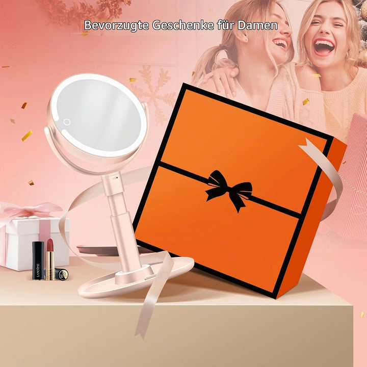 B Beauty Planet Beleuchteter Makeup Spiegel 30X Vergrösserungsspiegel mit 3 Farblicht, dimmbare LED