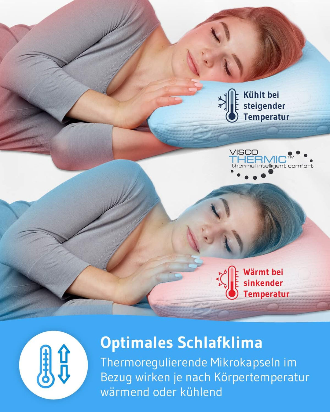 Seitenschläferkissen GIANFAR | Orthopädisches Nacken-Stützkissen | Ultrafresh Memory-Foam gegen Nack
