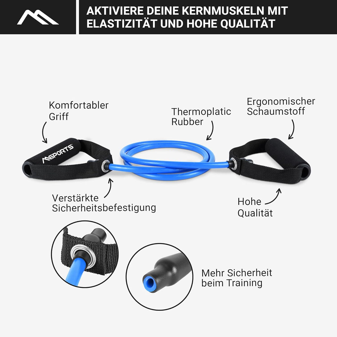 MSPORTS Tube Expander Premium 3er Set | Resistance Band mit Schaumstoffgriffen in 3 versch. Stärken