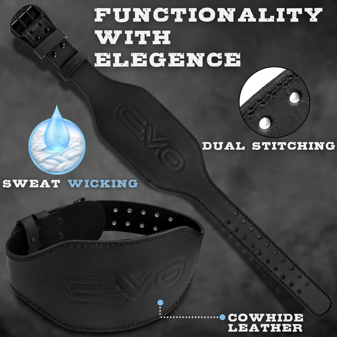 EVO Fitness 4” 6” Gewichthebergürtel Herren Damen Mit 18" Handgelenkschlaufen Gym Deadlift Gepolster