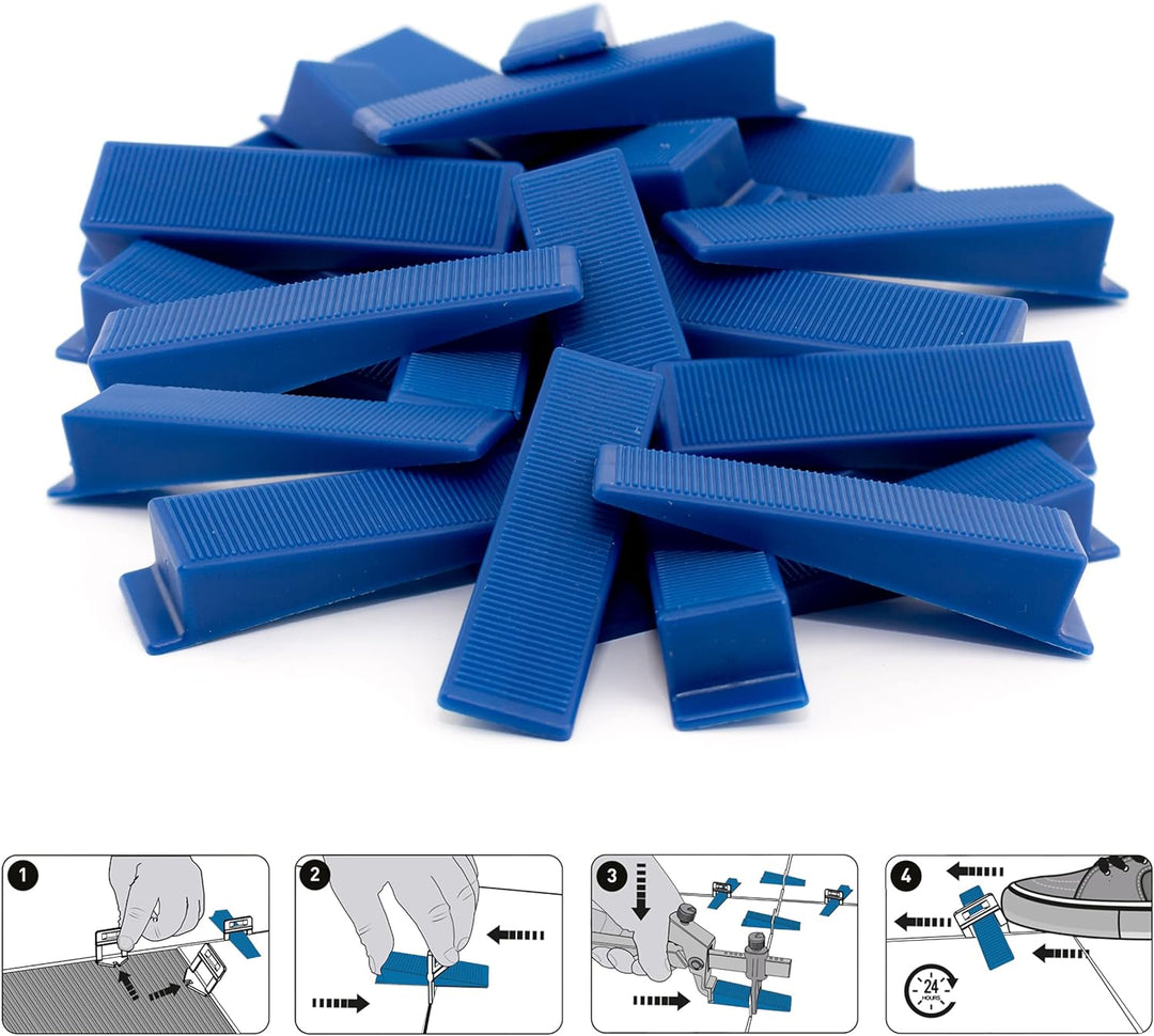 Lantelme Fliesen Nivelliersystem Kit Set mit 100x Zuglaschen 50x Keile 1x Zange Fliesen Verlegehilfe