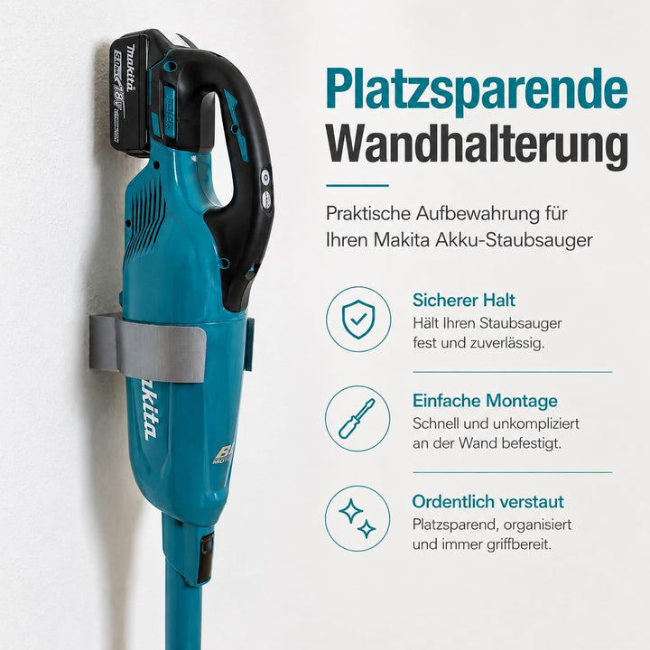 Wandhalterung Wand Halter für Akku-Staubsauger Silber/Grau passend für Makita DCL283 & DCL284