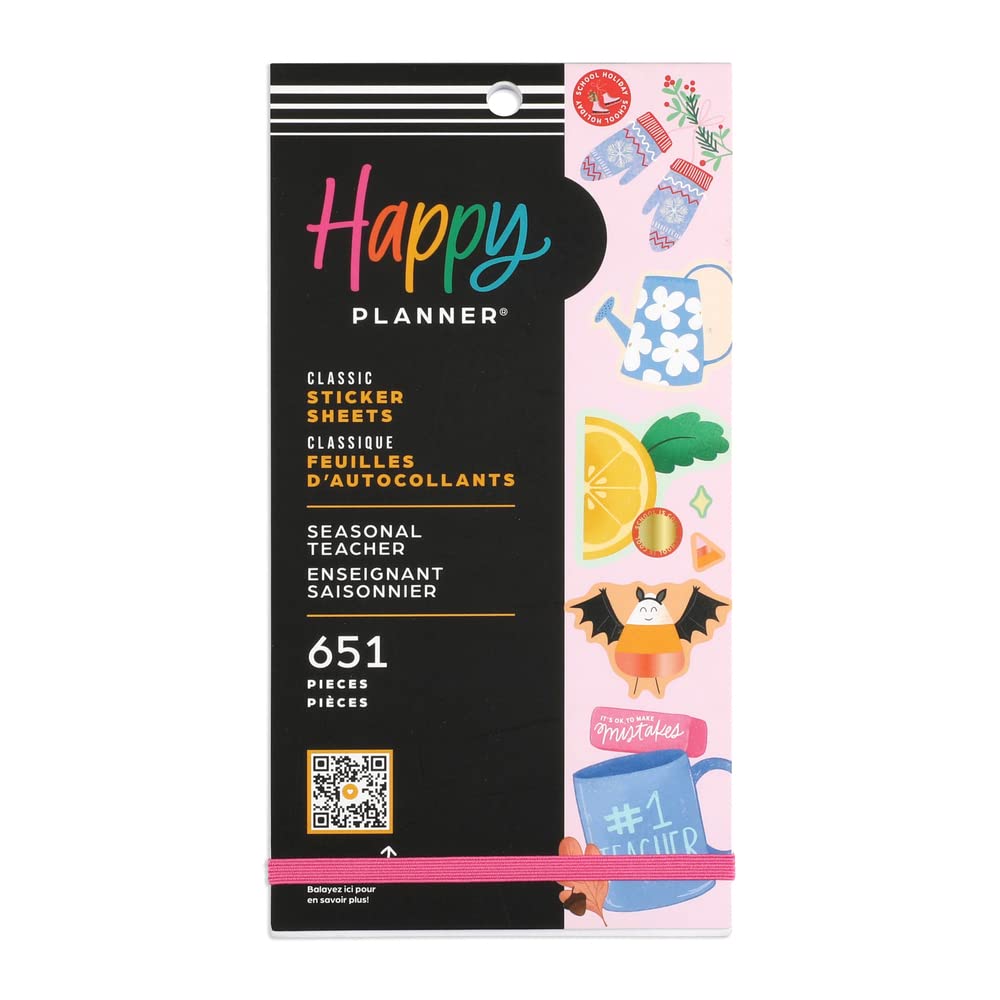 Happy Planner Aufkleber-Set für Lehrer, Planer und Projekte – mehrfarbige Aufkleber – saisonaler Leh