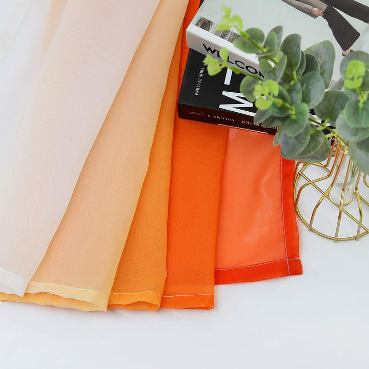 HongYa 2er-Pack Farbverlauf Gardinen Transparenter Voile Vorhänge Schals mit Kräuselband H/B 245/140