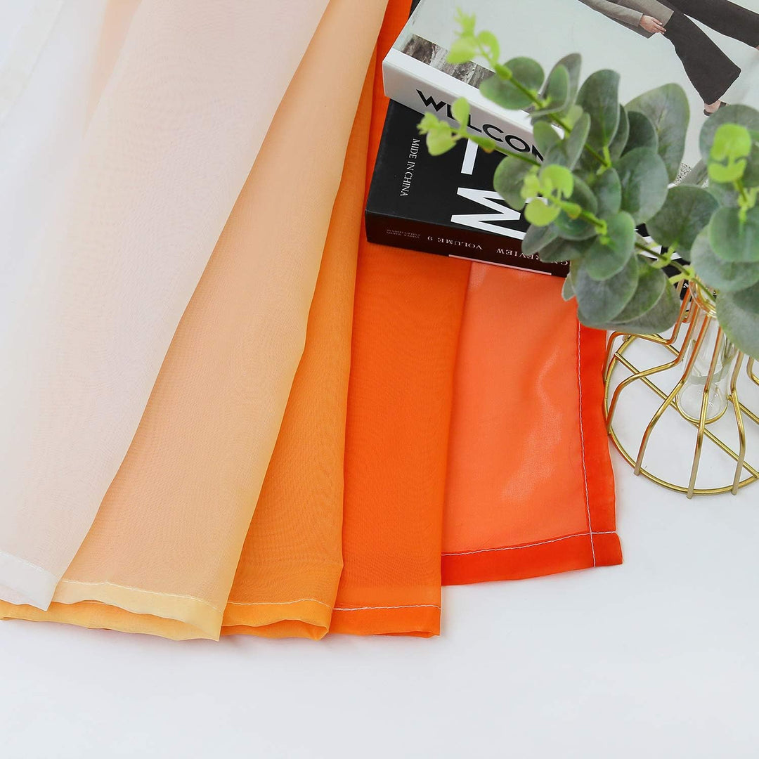 HongYa 2er-Pack Farbverlauf Gardinen Transparenter Voile Vorhänge Schals mit Kräuselband H/B 145/140