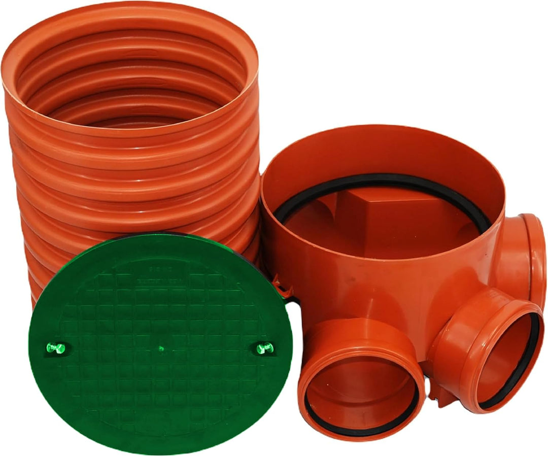 Megaastore Kontrollschacht DN 315/160/125/110 - Revisionsschacht Mit 1m/0,5m Rohr, Wasserdichter Sch