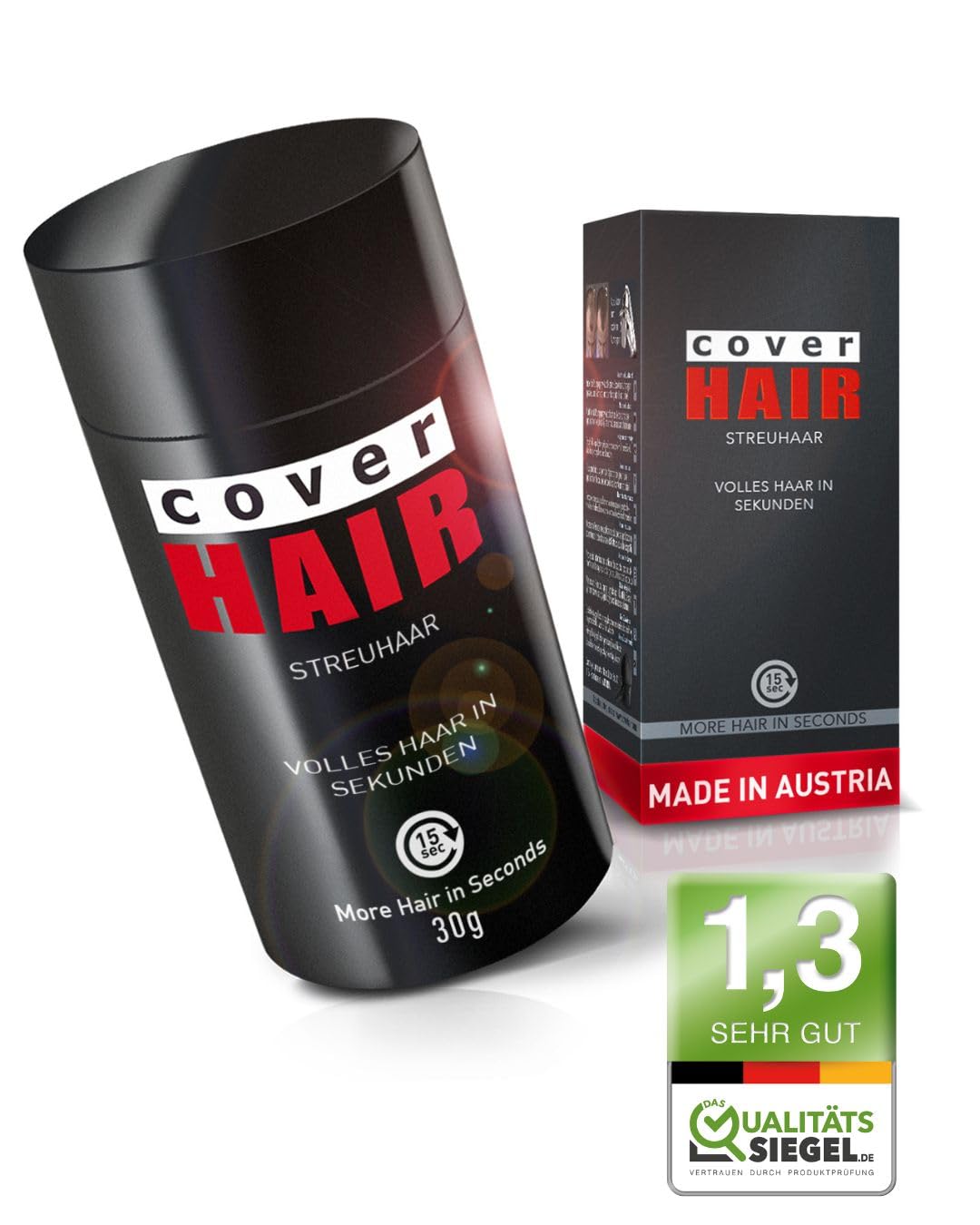 COVER HAIR - Starter Set aus 30g Streuhaar in Dunkelbraun und Fixierspray, 100ml - zur sekundenschne
