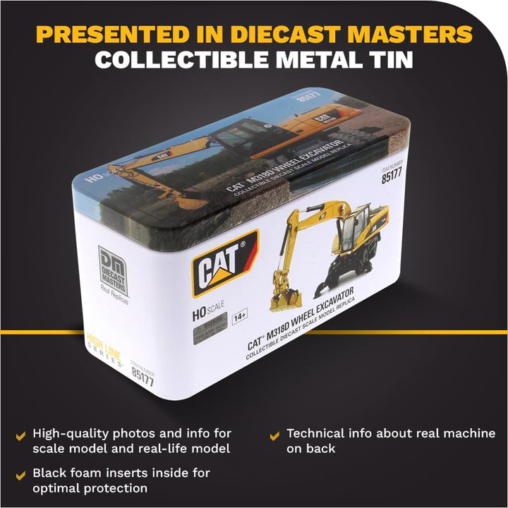 Diecast Masters 85177 - Caterpillar Mobilbagger M318D, detailgetreues H0 CAT Baufahrzeug in Metallbo