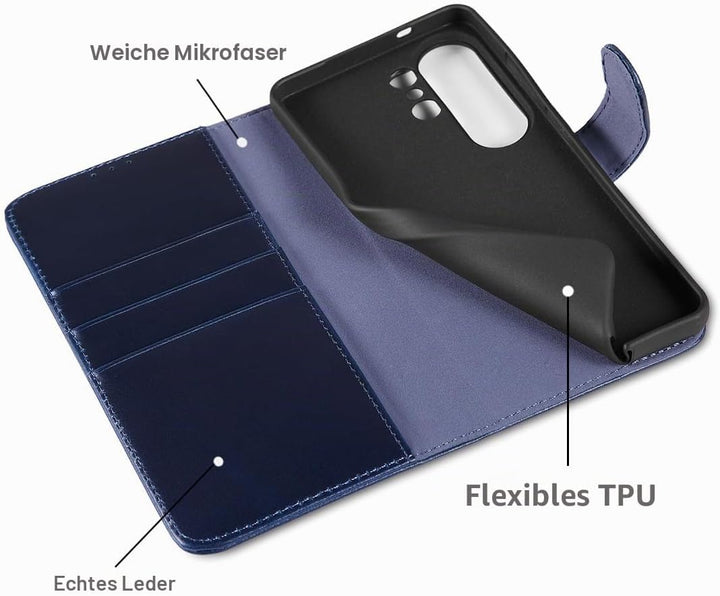 LENSUN Handyhülle für Samsung Galaxy S26 Ultra Echtleder, Premium Leder Hülle [Brieftasche][Standfun