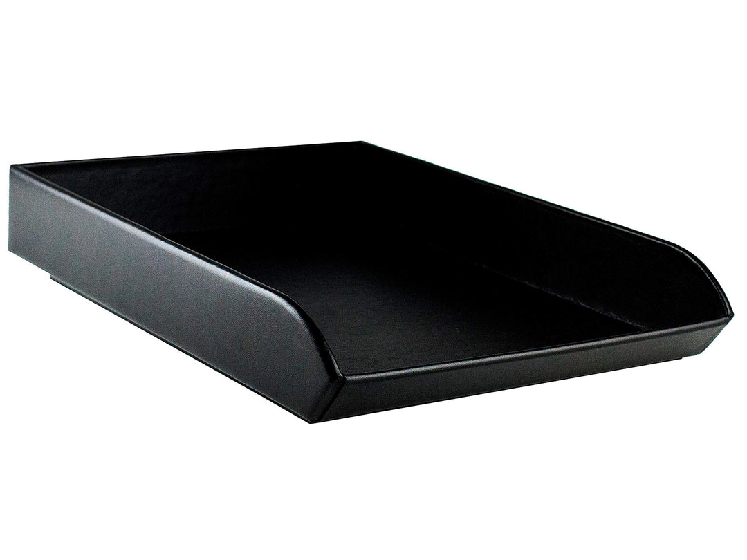 DELMON VARONE - Briefablage DIN A4 aus Premium Leder Boxcalf schwarz, Schreibtisch Organizer als Abl