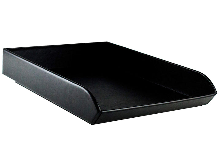 DELMON VARONE - Briefablage DIN A4 aus Premium Leder Boxcalf schwarz, Schreibtisch Organizer als Abl
