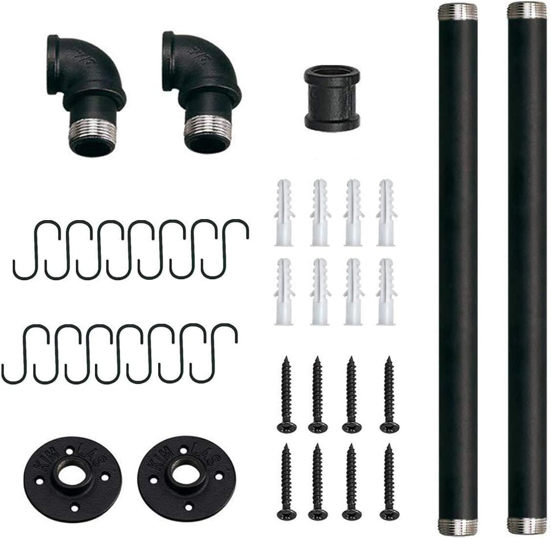 Toplife Hakenleiste Küche 80 cm, schwarze Hängeleiste mit 14 Haken, Stange für Küchenutensilien, 80