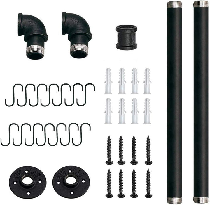 Toplife Hakenleiste Küche 80 cm, schwarze Hängeleiste mit 14 Haken, Stange für Küchenutensilien, 80