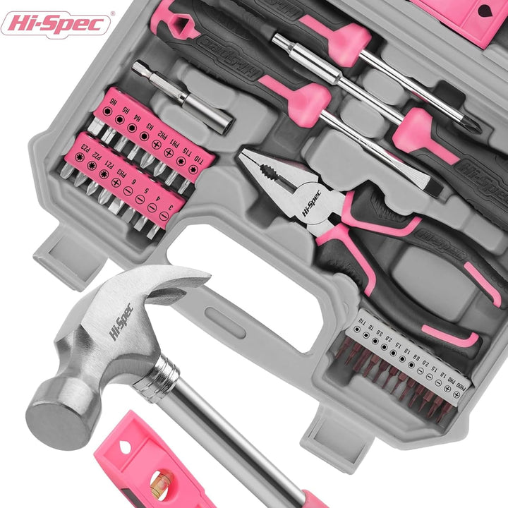Hi-Spec Heim DIY Werkzeugkoffer für Frauen 42tlg. Kleiner Werkzeugkoffer gefüllt mit Pinken Werkzeug